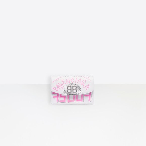 BALENCIAGA 'bb' Graffiti Print Leather Wallet - Picture 8 of 16